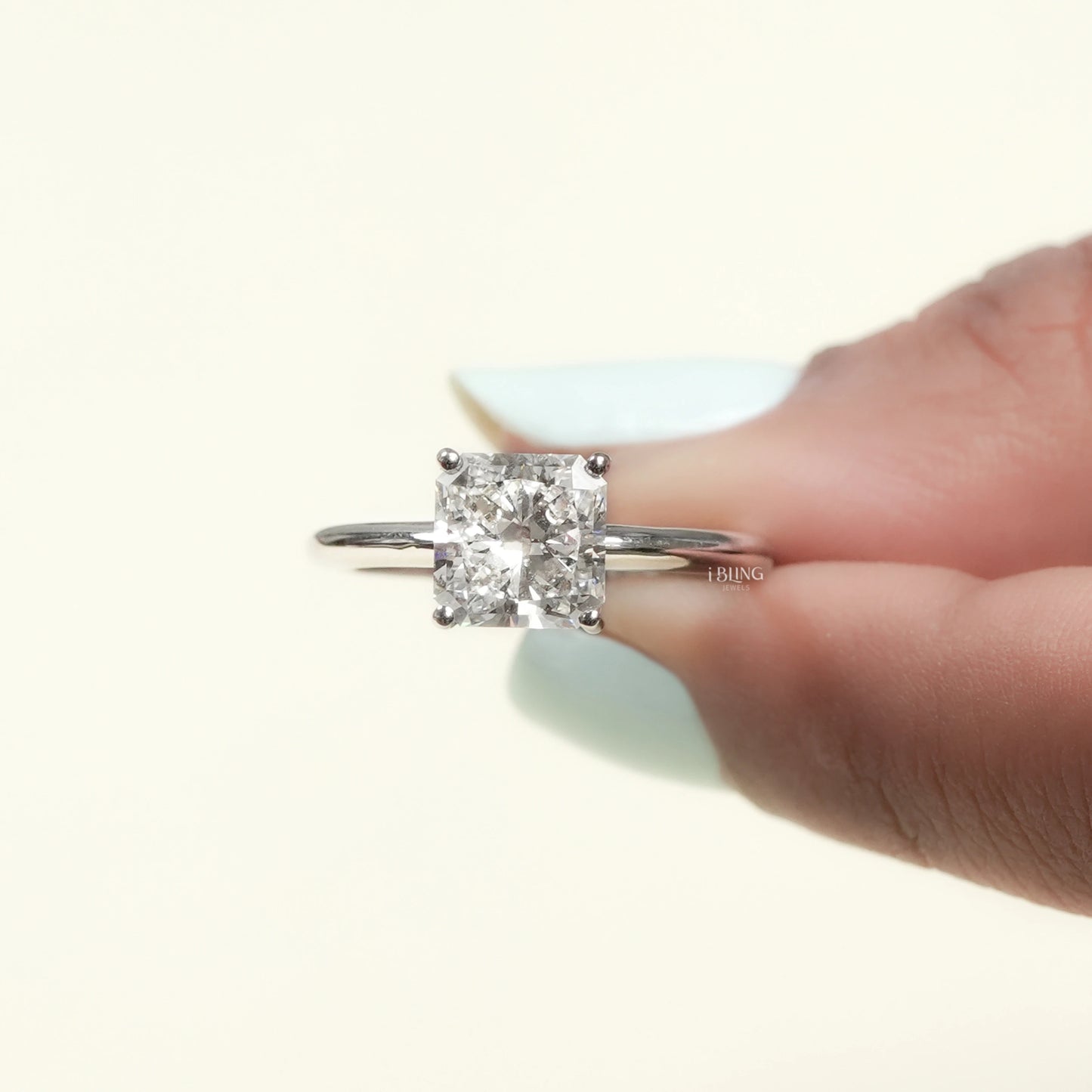 Square Radiant Lab Diamond Solitaire Engagement Ring