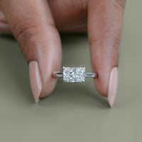 East West Radiant Diamond Solitaire Engagement Ring