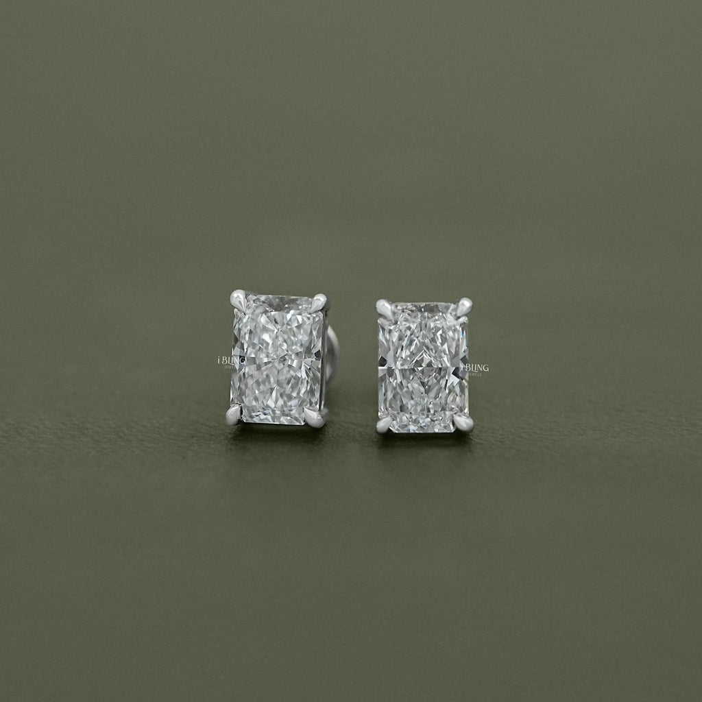 Radiant Lab Diamond Stud Earrings
