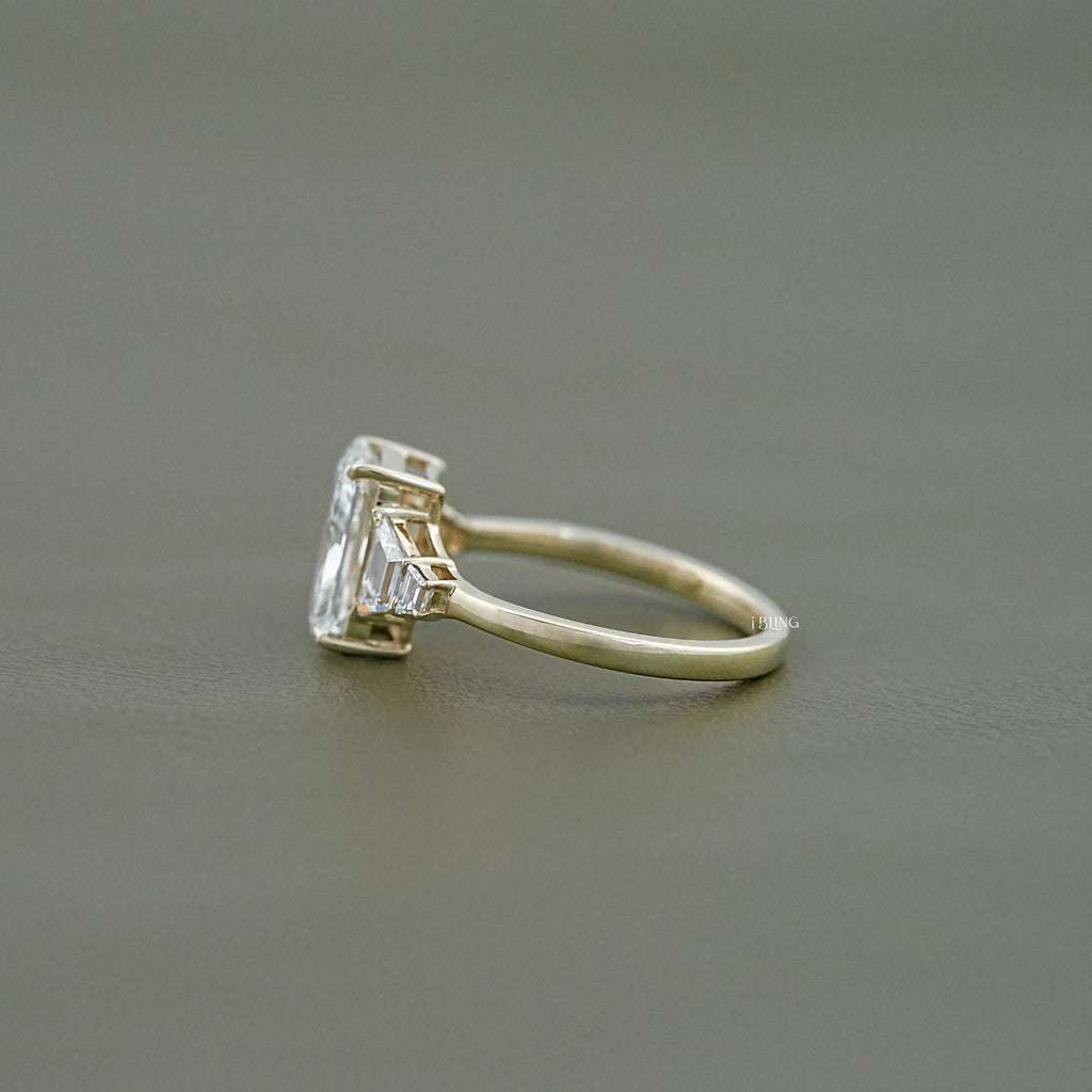 Radiant Cut Side Trapezoid Five Stone Ring