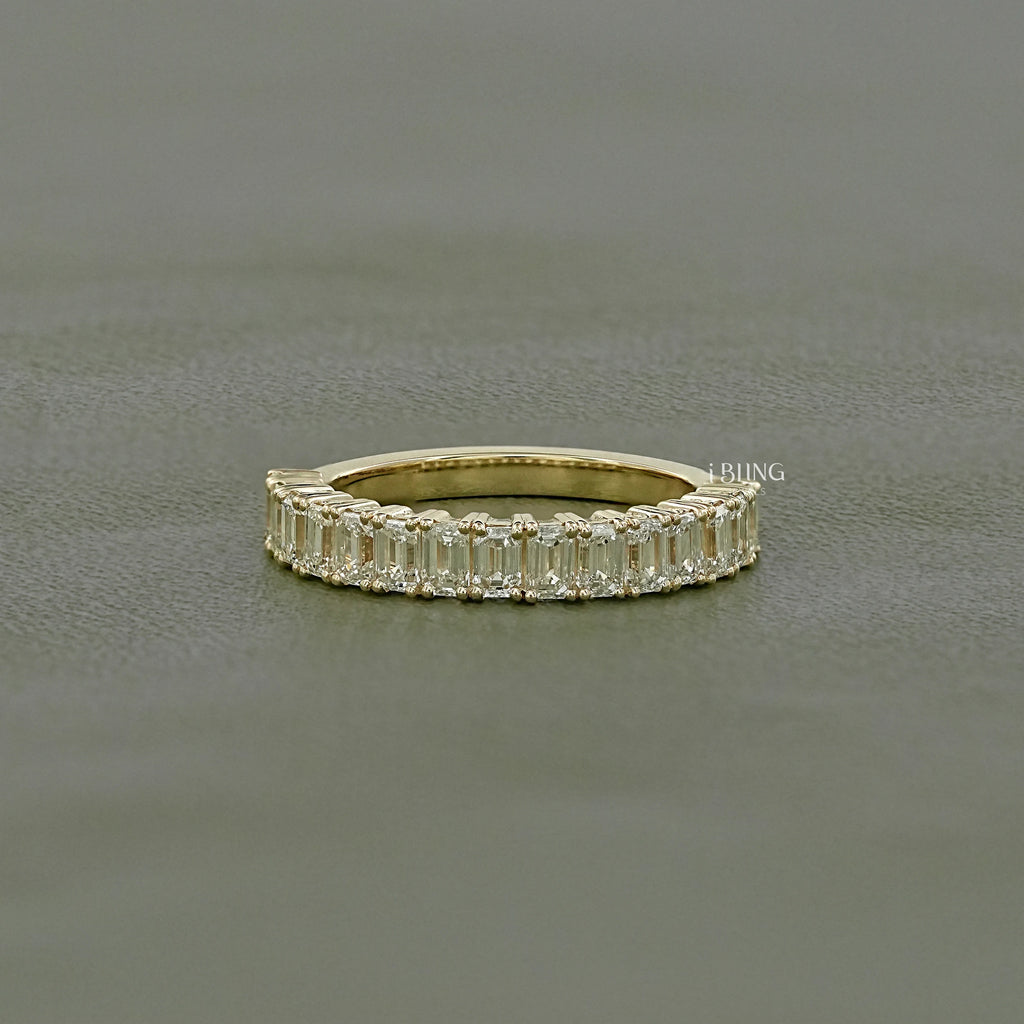 Emerald Cut Lab Diamond Half Eternity Band