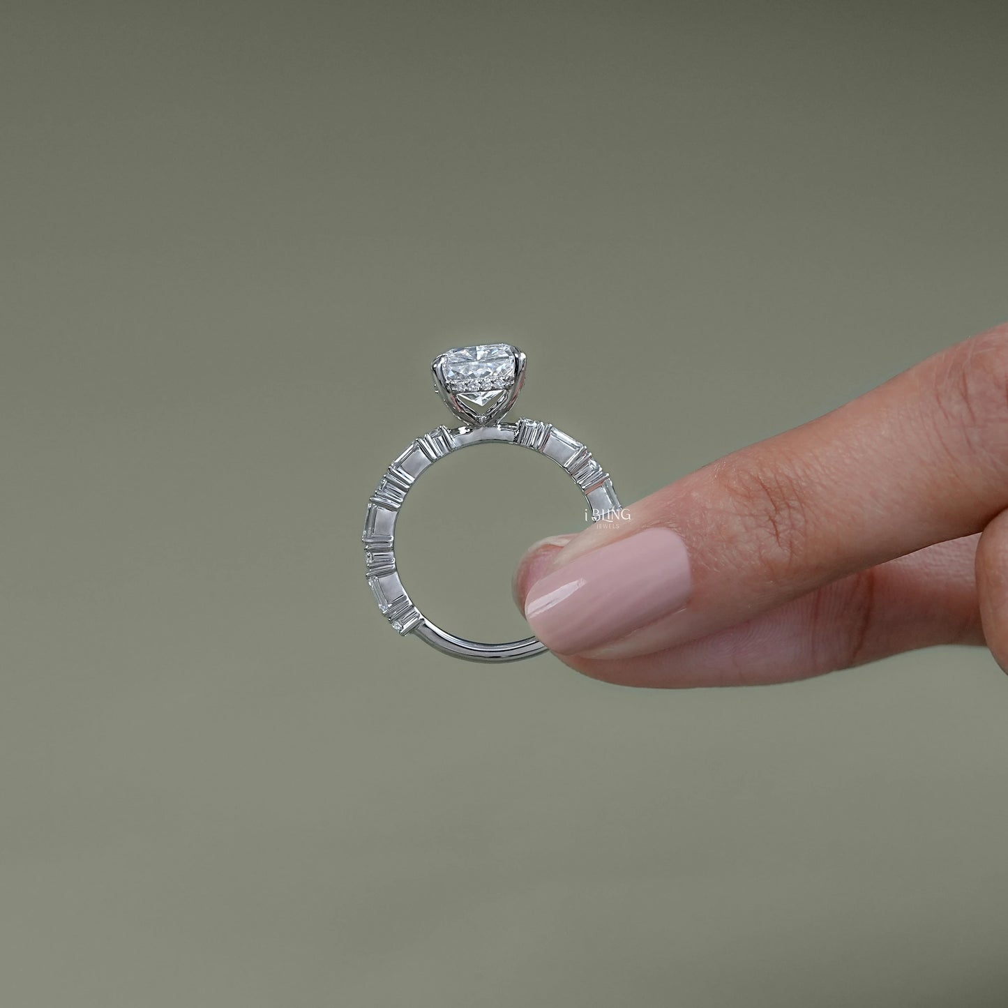 Radiant Lab Diamond Hidden Halo Solitaire Accent Ring Solitaire Accent Ring