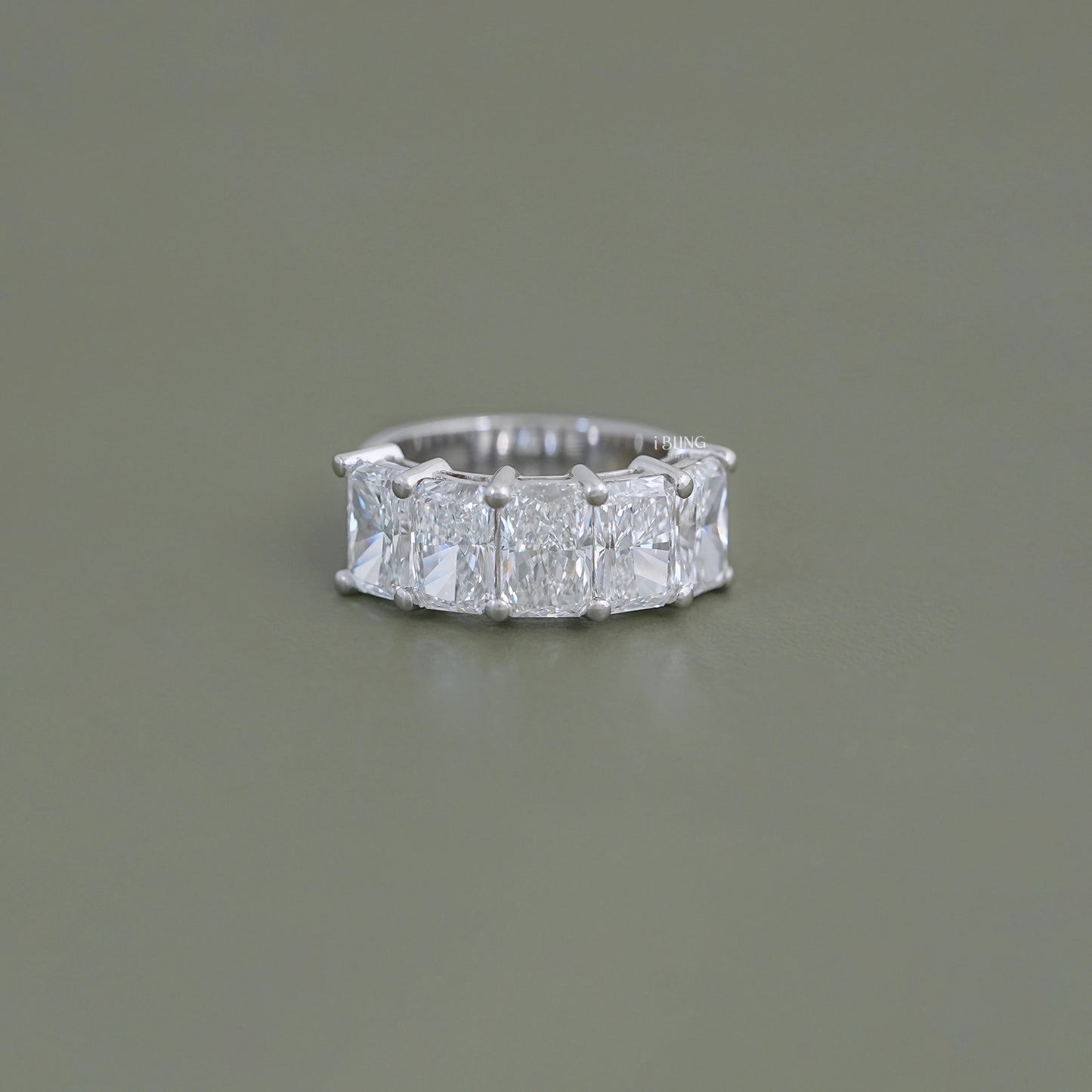 Five Stone Radiant Lab Diamond Wedding Band