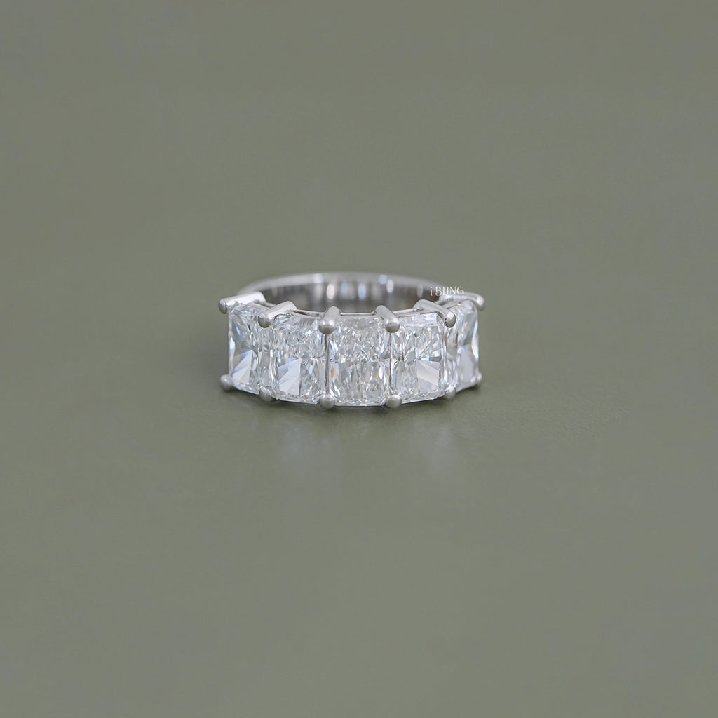 Five Stone Radiant Lab Diamond Wedding Band