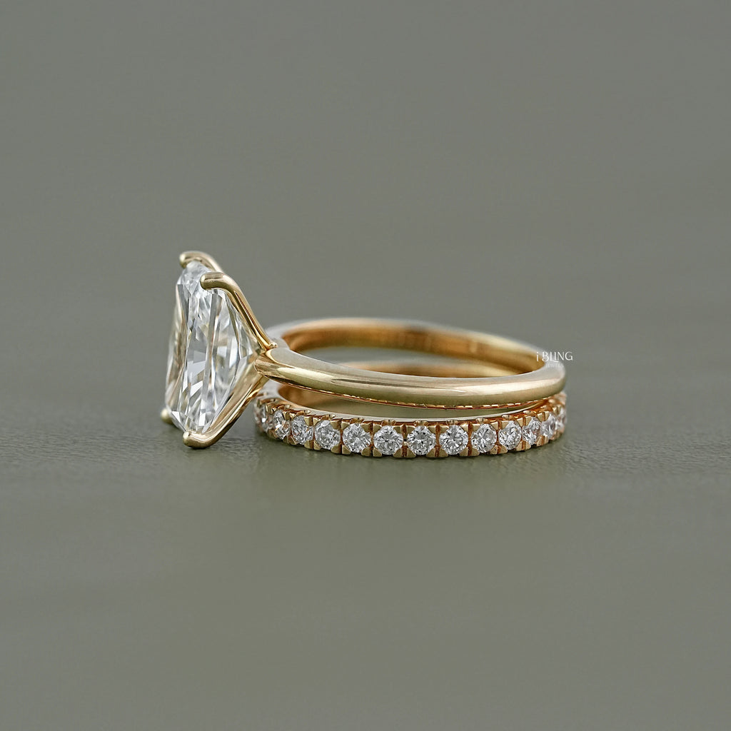 Radiant Cut lab diamond Bridal Ring-Set
