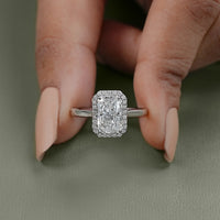 Radiant Cut Lab Diamond Halo Engagement Ring