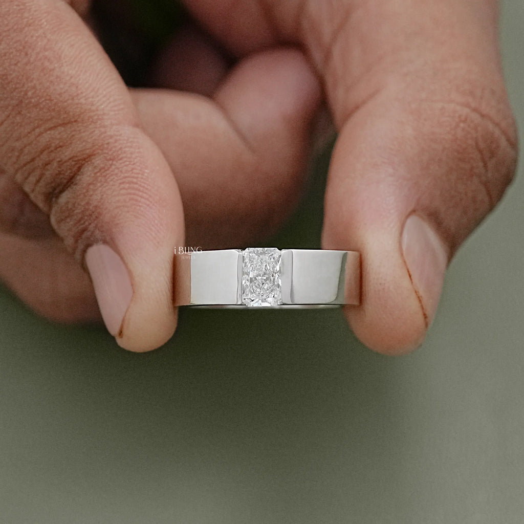 Radiant Cut Lab Grown Diamond Men's Band