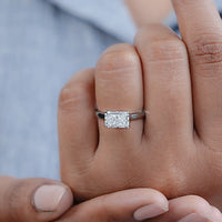 East West Radiant Diamond Solitaire Engagement Ring