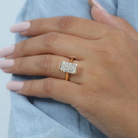 Radiant Half Bezel Set Lab Diamond Solitaire Ring