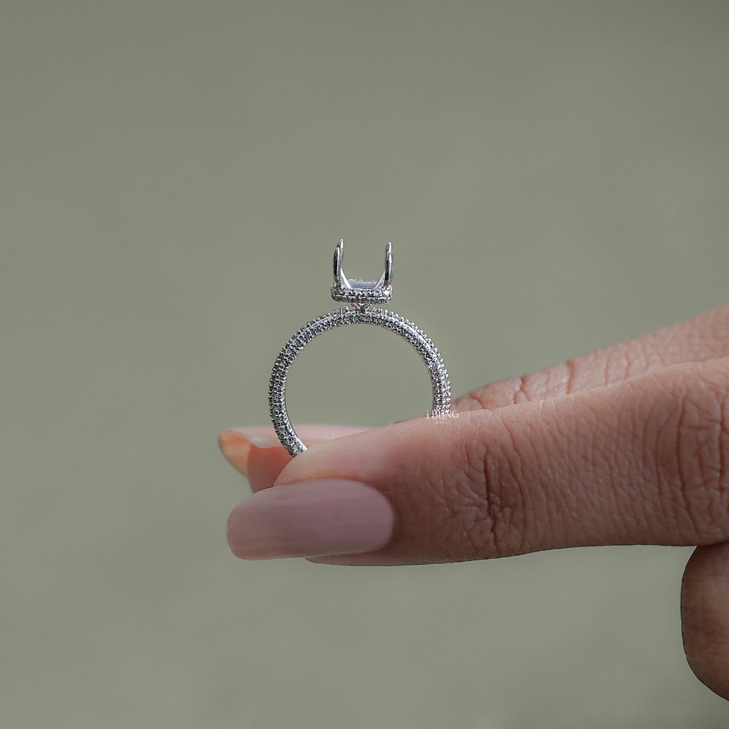 Radiant Cut Semi Mount Ring Solitaire Accent Ring