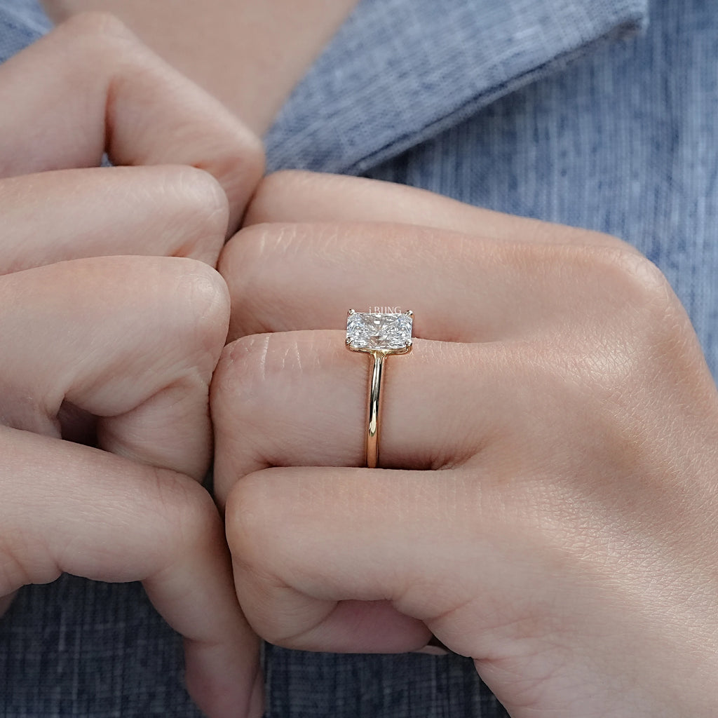 Radiant Cut Lab Diamond Solitaire Engagement Ring