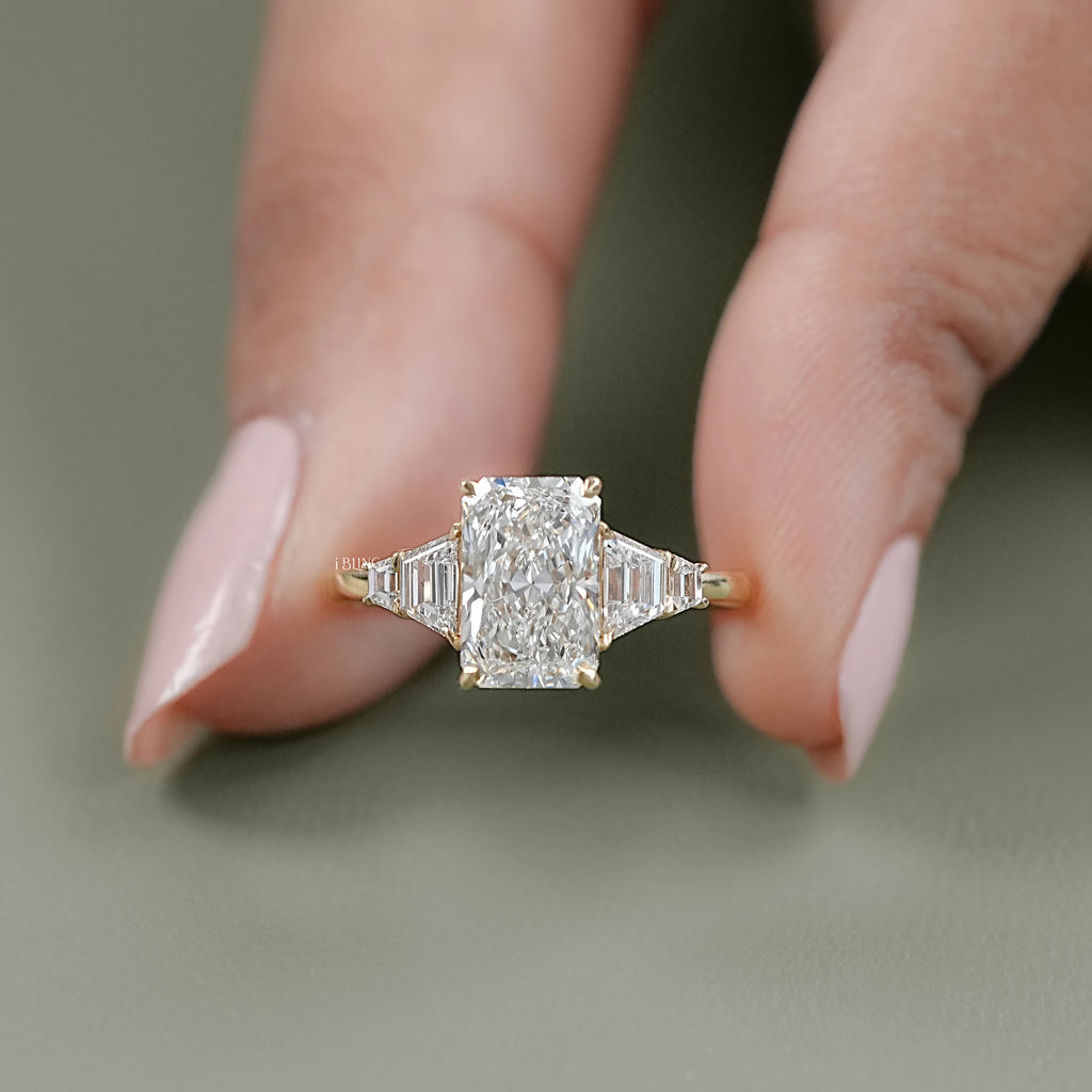 Radiant Cut Side Trapezoid Five Stone Ring