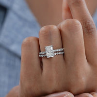 Radiant Cut Solitaire With Accent Bridal Rings Sets