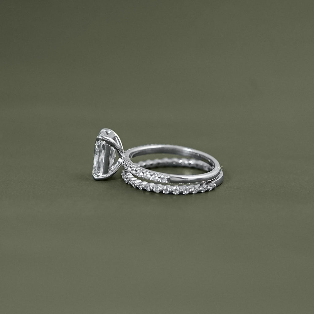 Radiant Cut Solitaire With Accent Bridal Rings Sets