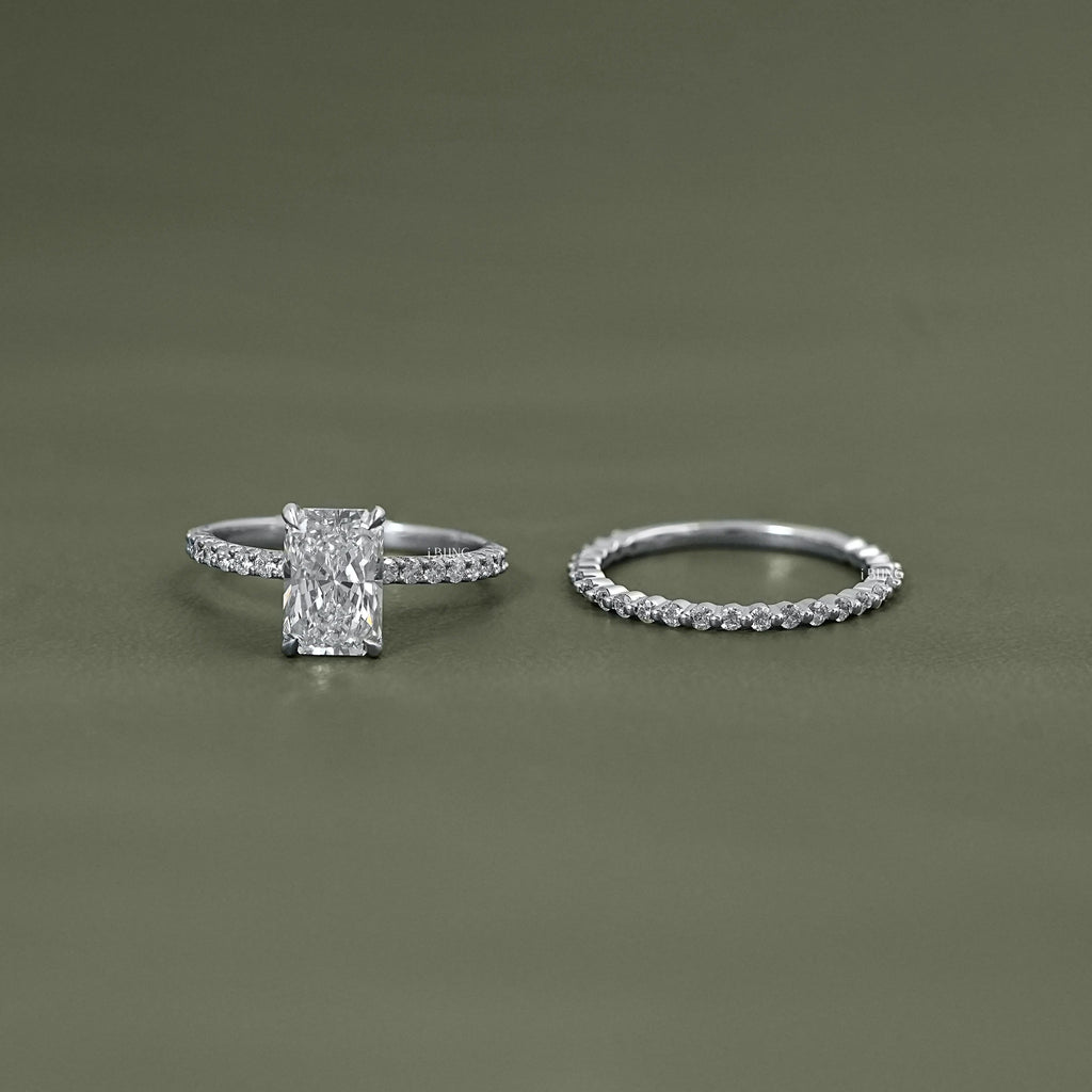 Radiant Cut Solitaire With Accent Bridal Rings Sets