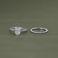 Radiant Cut Solitaire With Accent Bridal Rings Sets