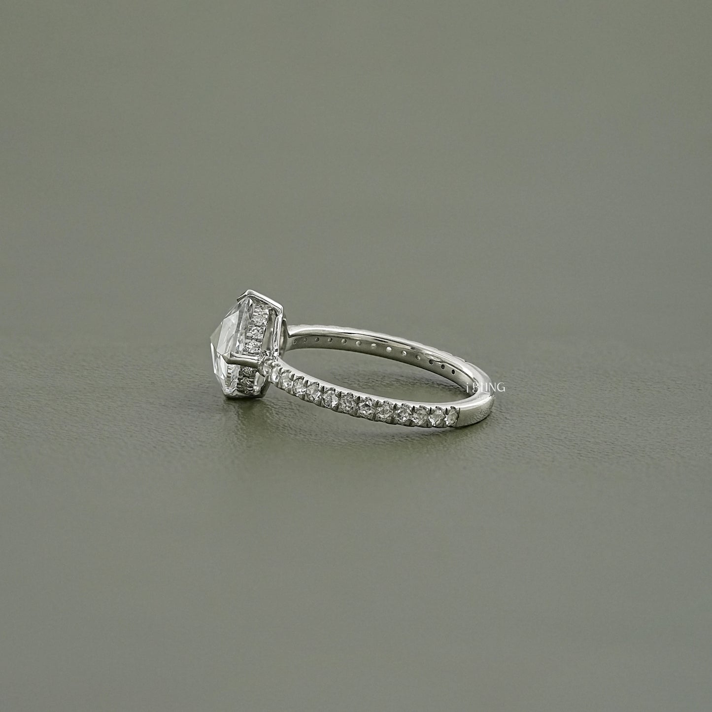 Hidden Halo Rose Cut Round Diamond Accent Ring Solitaire Accent Ring
