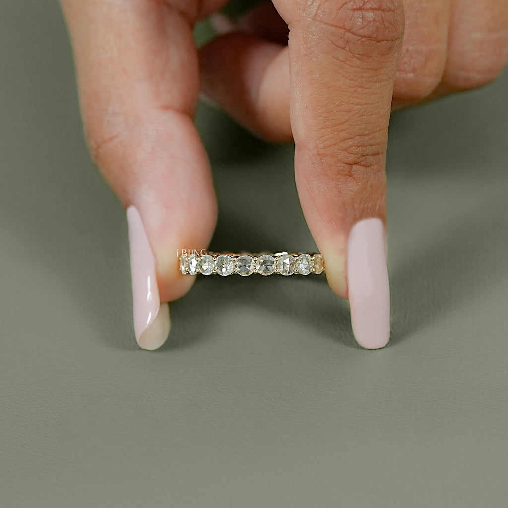 Rose Cut Round Diamond Eternity Band