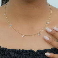 Rose Cut Round Diamond Station Necklace