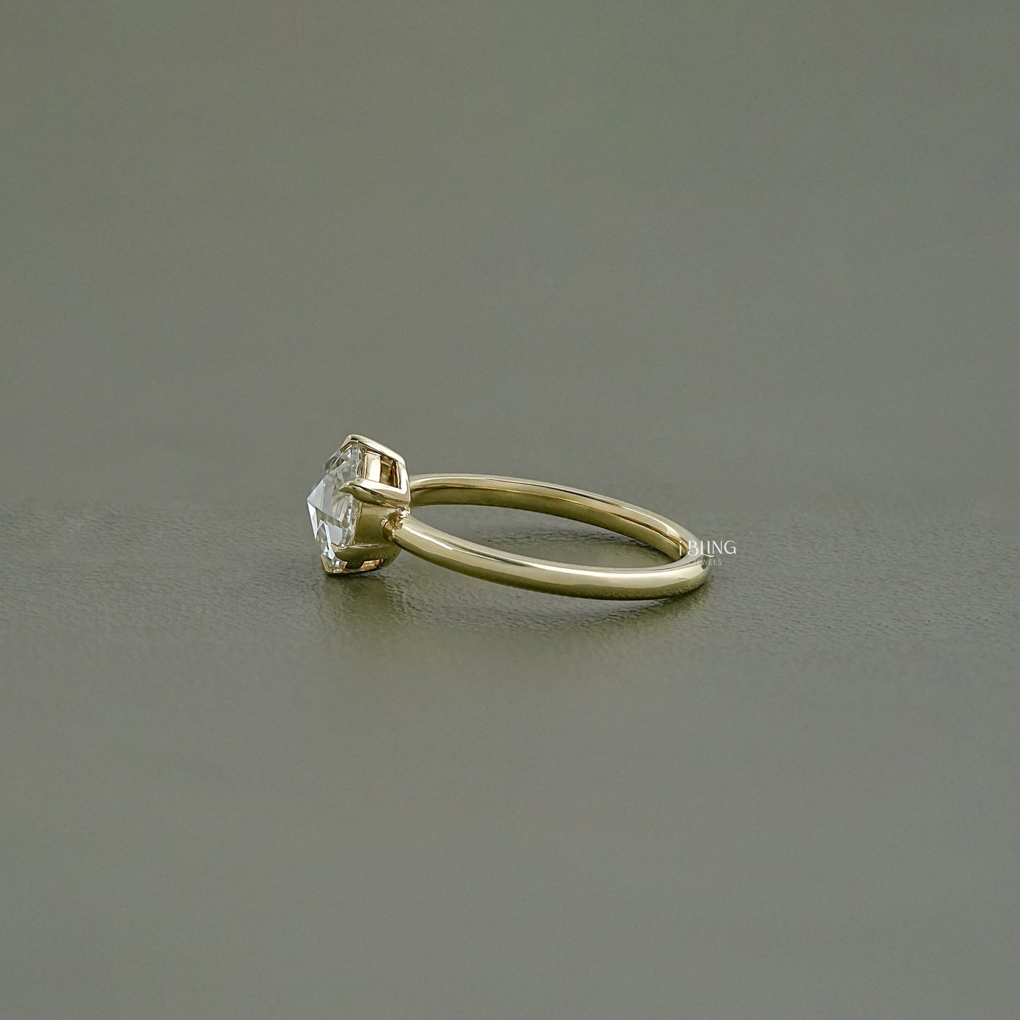 Round Rose Cut Lab Diamond Solitaire Ring Solitaire Ring