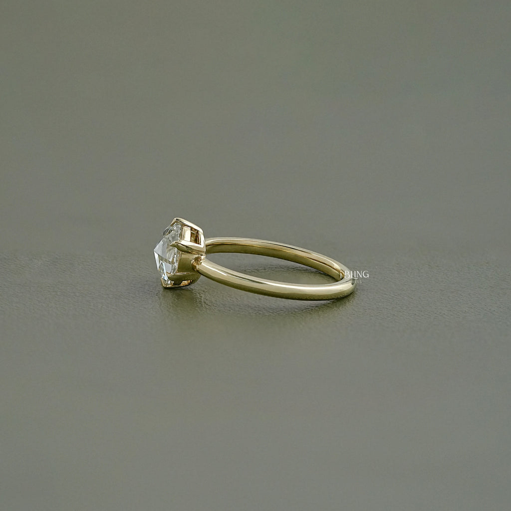 Round Rose Cut Lab Diamond Solitaire Ring