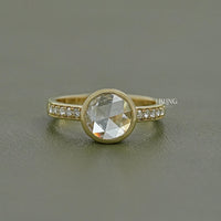 Bezel Set Rose Cut Round Accent Diamond Ring