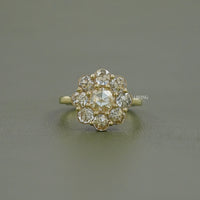 Rose Cut Round Diamond Halo Engagement Ring