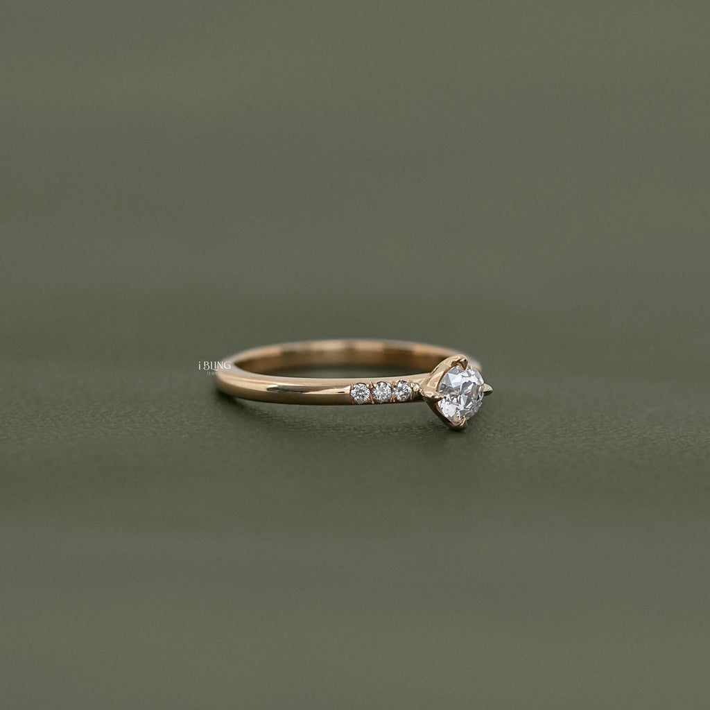 Old European Cut Accent Diamond Engagement Ring