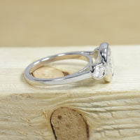 Three Stone Cushion Moissanite Bezel Set Ring