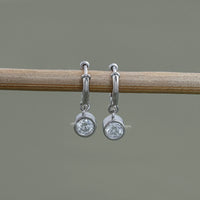 Round Lab Diamond Dangle Hoop Earrings