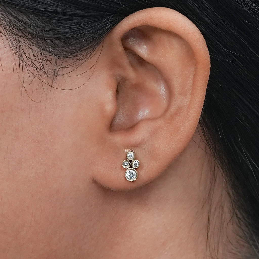 Round Cut Lab Diamond Bezel Set Stud Earrings