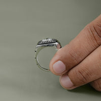 Black & White Halo Diamond Cluster Men's Ring