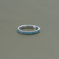 Blue Round Diamond Half Eternity Wedding Band
