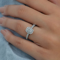 Radiant Cut Lab Diamond Halo Accent Ring
