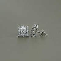 Round Cut CVD Diamond Square Shape Earrings