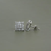 Round Cut CVD Diamond Square Shape Earrings