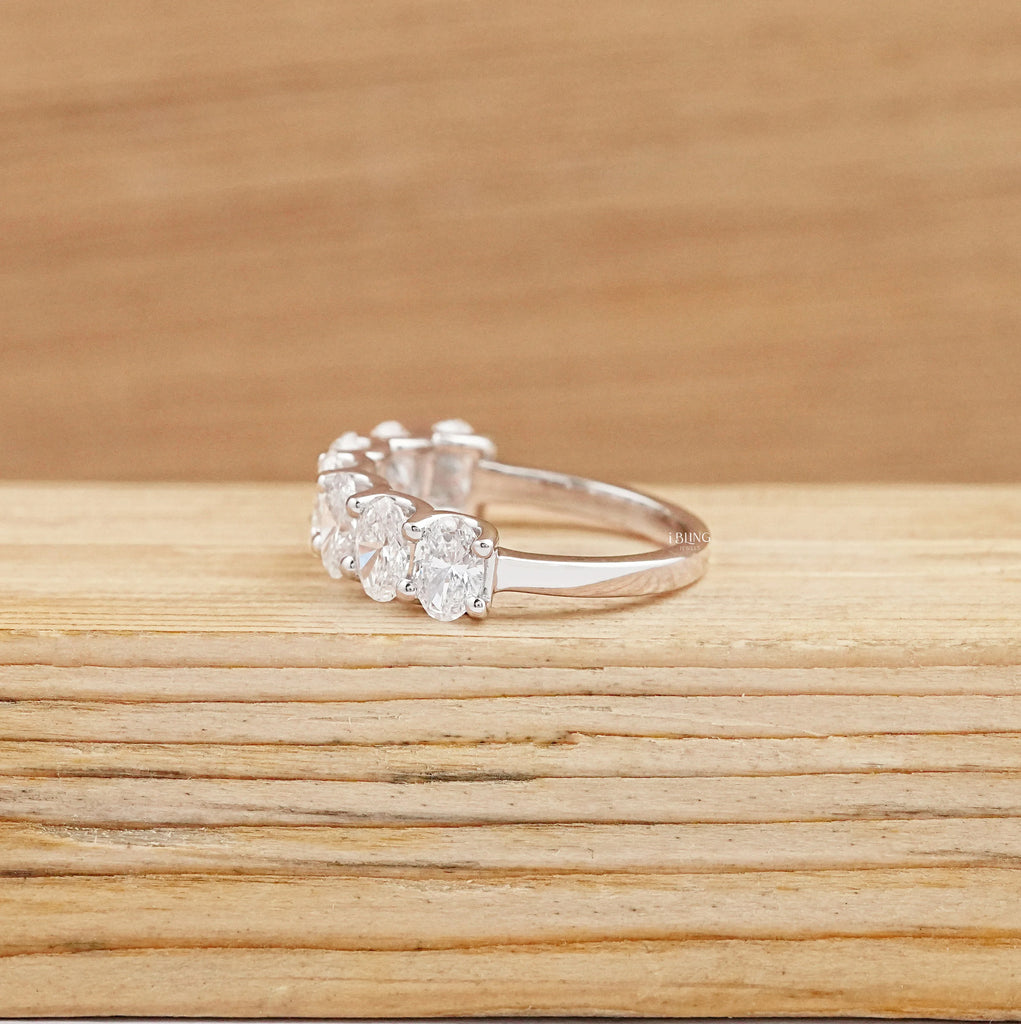 Seven Stone Oval Cut Diamond Wedding Band