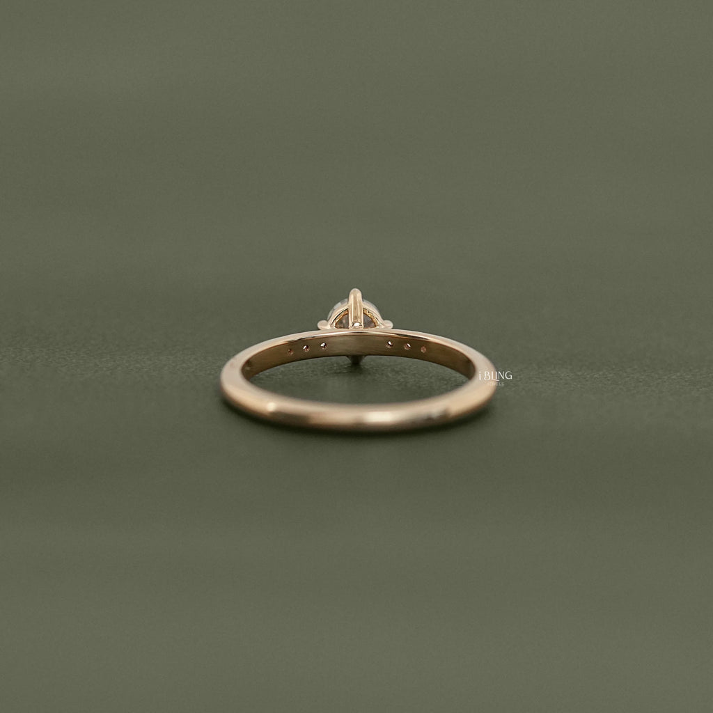 Old European Cut Accent Diamond Engagement Ring