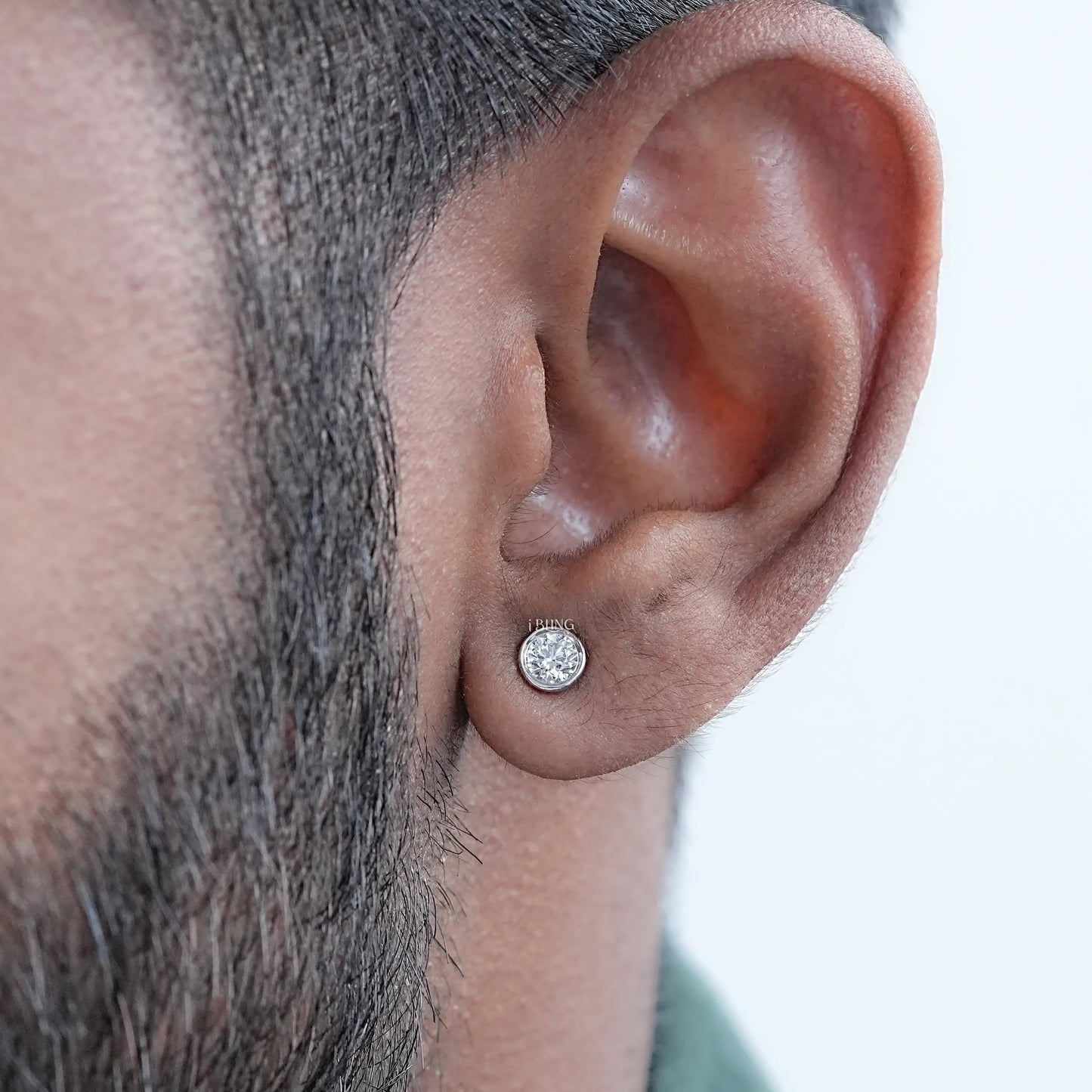 Bezel Round Diamond Stud Earring