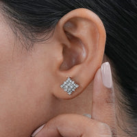 Round Cut CVD Diamond Square Shape Earrings