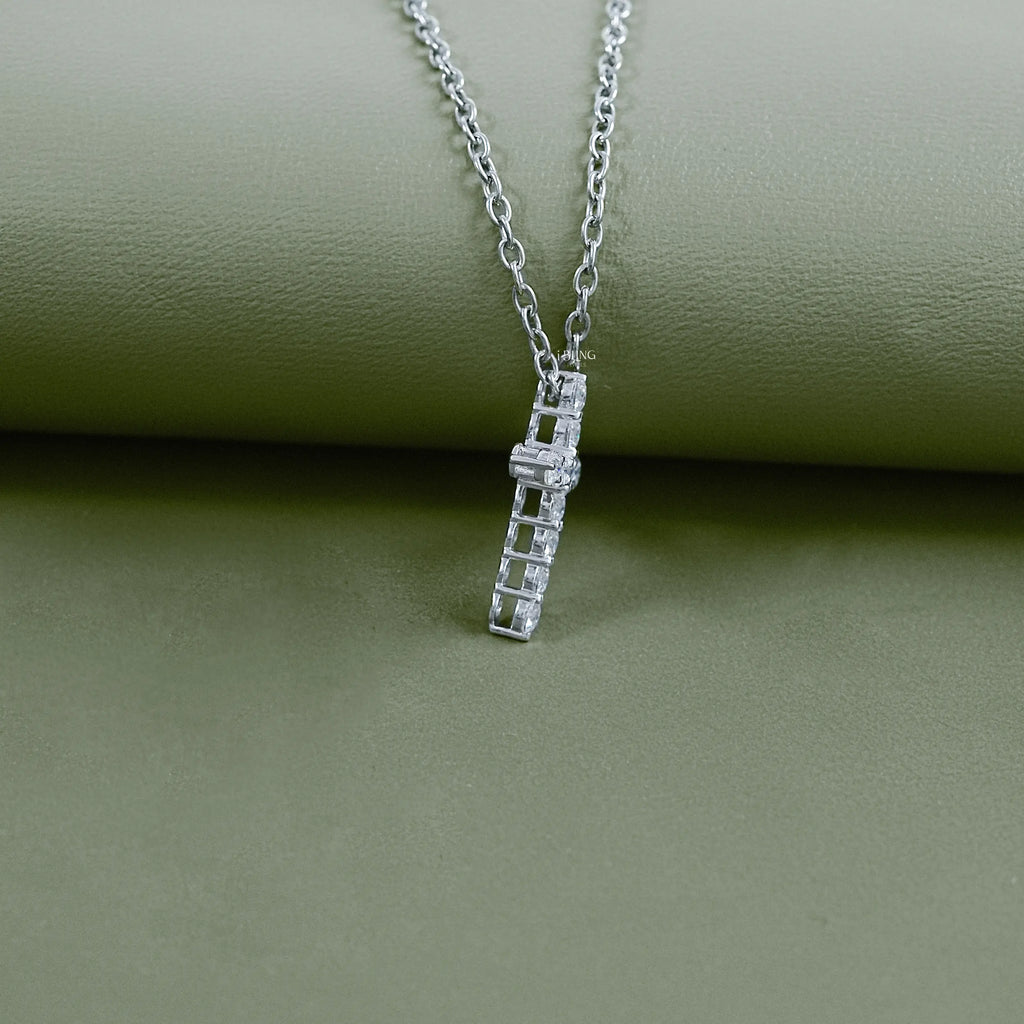 Round Lab Diamond Cross Necklace