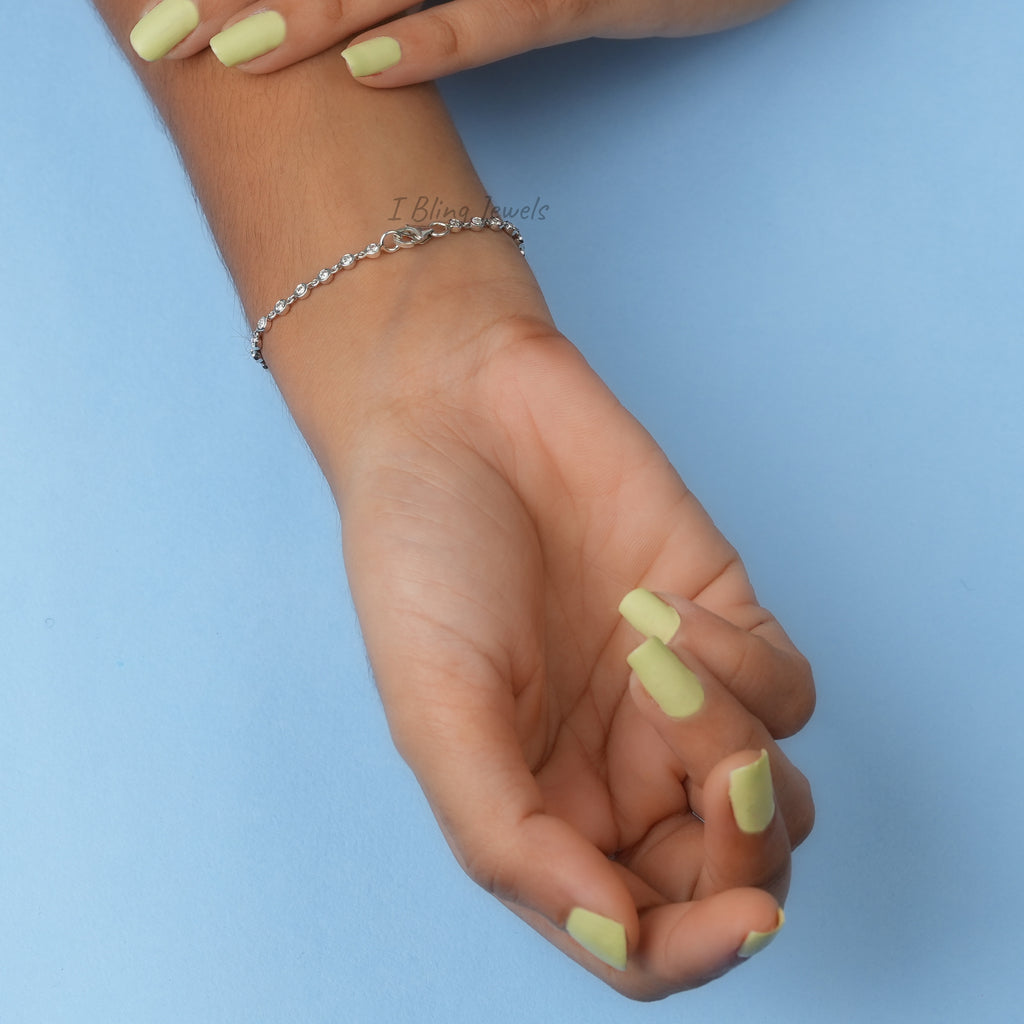 2.00 MM Round Moissanite Bezel Set Bracelet