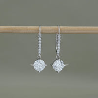 Round Cut Diamond Dangle Drop Earrings