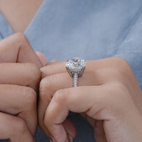 Round Cut Solitaire Diamond Engagement Ring With Pave Band