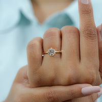 Round Rose Cut Lab Diamond Solitaire Ring