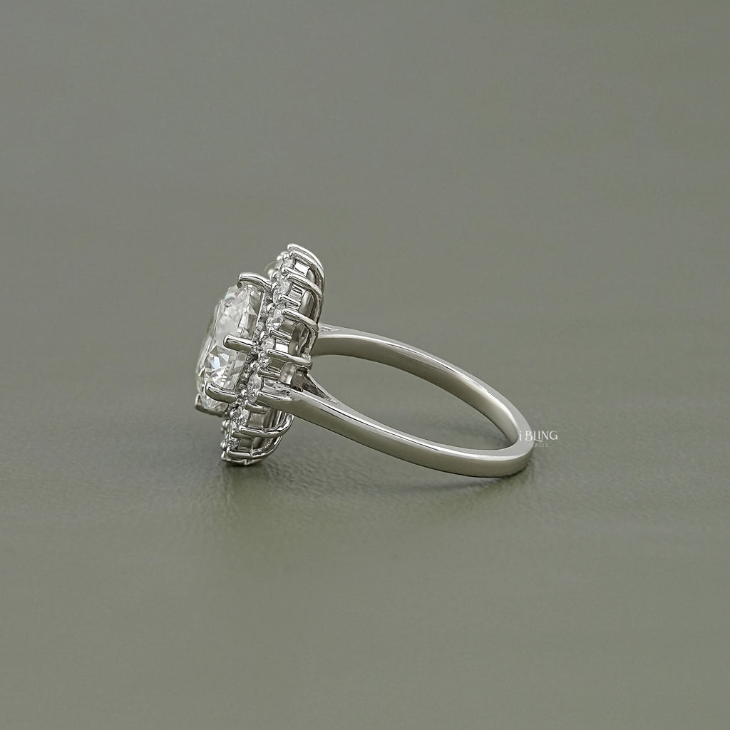 Round Cut Lab Diamond Halo Engagement Ring