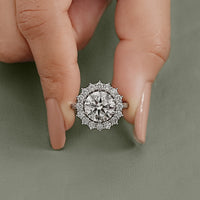 Round Cut Lab Diamond Halo Engagement Ring