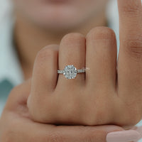 Round Cut Lab Diamond Hidden Halo Solitaire Ring