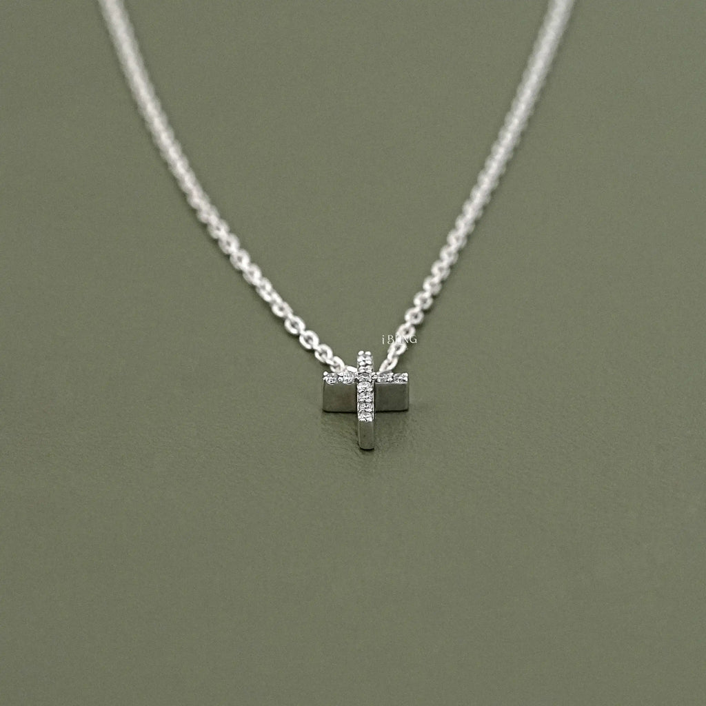 Round Lab Diamond Cross Pendant