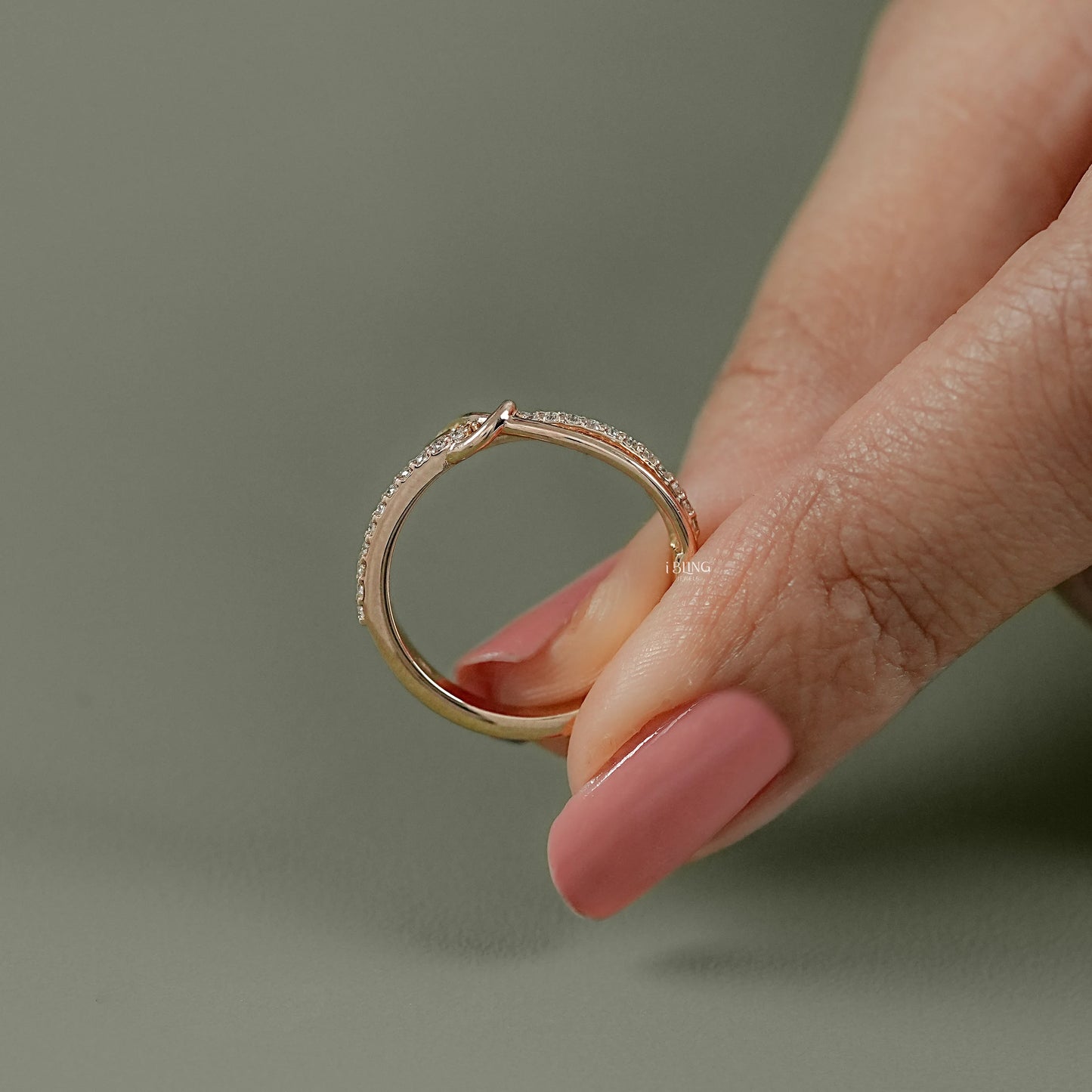 Round Cut Lab Grown Diamond Knot Wedding Band Half Eternity